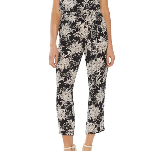 Black and White Vince Camuto Floral Jumpsuit, pockets, size 6 - Picture 2 of 9